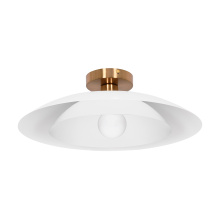 Dainolite PIM-171SF-MW - 1 Light Semi-Flush Mount in Aged Brass w/ Matte White Metal Shade