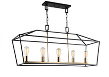Matteo Lighting C61715RB - Scatola Rusty Black and Aged Gold Brass Accents Chandelier