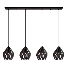 Eglo Canada 202038A - 4 LT Linear Pendant w/ Black Finish & Black & Copper Shade
