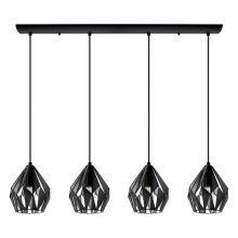 Eglo Canada 202039A - 4 LT Linear Pendant w/ Black Finish & Black & Silver Shade