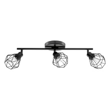 Eglo Canada 202167A - 3 LT Fixed Track Light w/ Matte Black Finish & Matte Black Geometric Adjustable Shades