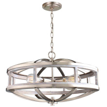 Eglo Canada 203108A - 4 LT Chandelier with Acacia Wood & Brushed Nickel Finish