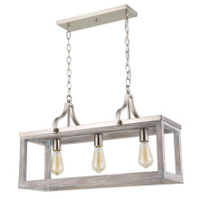 Eglo Canada 203109A - 3 LT Linear Pendant with Acacia Wood & Brushed Nickel Finish