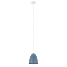 Eglo Canada 204084A - 1 LT Pendant w/ Pastel Dark Blue  & Silver Metal Shade