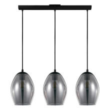 Eglo Canada 204238A - 3 LT Pendant w/ Black Finish & Chrome Smoked Glass Shade
