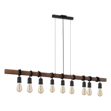 Eglo Canada 204242A - 9 LT Open Bulb Linear Pendant w/ Black & Dark Brown Wood Finish