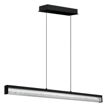Eglo Canada 204259A - 1 LT Integrated LED Linear Pendant w/ Black Finish & Clear Glass Shade w/ Clear Stones