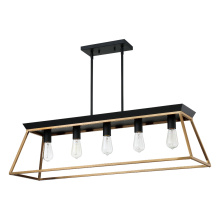 Eglo Canada 204596A - 5 LT Open Frame Linear Pendant w/ Brushed Gold & Matte Black Finish