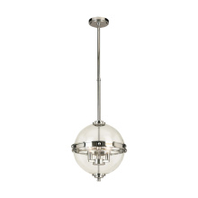 Eglo Canada 204701A - 3 LT Pendant w/ Chrome Finish & Clear Shere Shaped Glass Shade