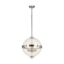 Eglo Canada 204702A - 6 LT Pendant w/ Chrome Finish & Clear Sphere Shaped Glass Shade