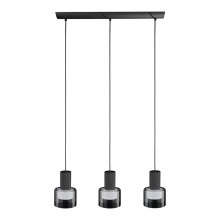 Eglo Canada 204822A - 3 LT Linear Pendant w/ Black Finish & White Interior & Clear Outer Glass Shade