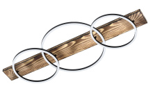 Eglo Canada 204922A - 3 LT Integrated LED Pendant w/ Black & Brushed Pine Wood Finish & Black Shades