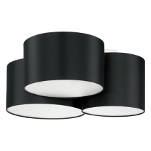 Eglo Canada 205186A - 3 LT Ceiling Light w/ Black Fnish & Black & White Fabric Shades