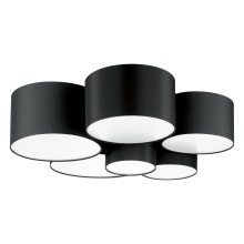 Eglo Canada 205187A - 6 LT Ceiling Light w/ Black Finish & Black w/ White Interior Shades