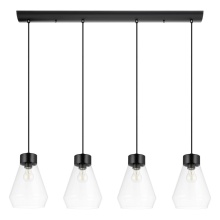 Eglo Canada 205322A - 4 LT Linear Penadant w/ Matte Black Finish & Clear Glass Shades