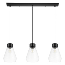 Eglo Canada 205323A - 3 LT Linear Penadant w/ Matte Black Finish & Clear Glass Shades