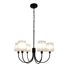 Eglo Canada 205788A - 6 LT Chandelier w/ Black Finish & Removable White Shades