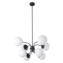 Eglo Canada 205803A - 8 LT Pendant w/ Black Finish & Opal Glass Shades
