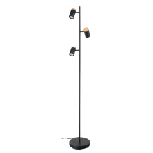 Eglo Canada 205831A - 3 LT Floor Lamp w/ Black Finish & Black w/ Wood Accent Adjustable Lamp Heads