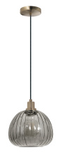 Eglo Canada 206356A - 1 LT Pendant w/ Brushed Gold Finish & Metallic Smoked Glass Shade