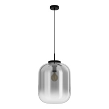 Eglo Canada 39674A - 1 LT Pendant w/ Black Finish & Chrome Smoked Glass Shade