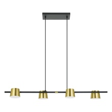 Eglo Canada 39985A - 4 LT Linear Pendant w/ Black Finish & Brass & White Metal Shades