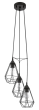 Eglo Canada 94191A - 3 LT Light Staircase Pendant w/ Black Finish & Black Geometric Shades