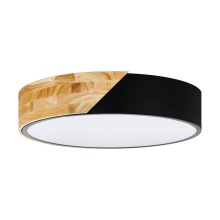 Eglo Canada 99388A - 2 LT Ceiling Light w/ Black Fabric & Wood Finish & White Plastic Diffuser